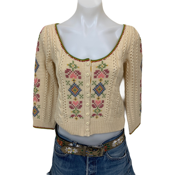 Anthropologie Sweaters - Anthropologie Guinevere Cross Stitch Cardigan